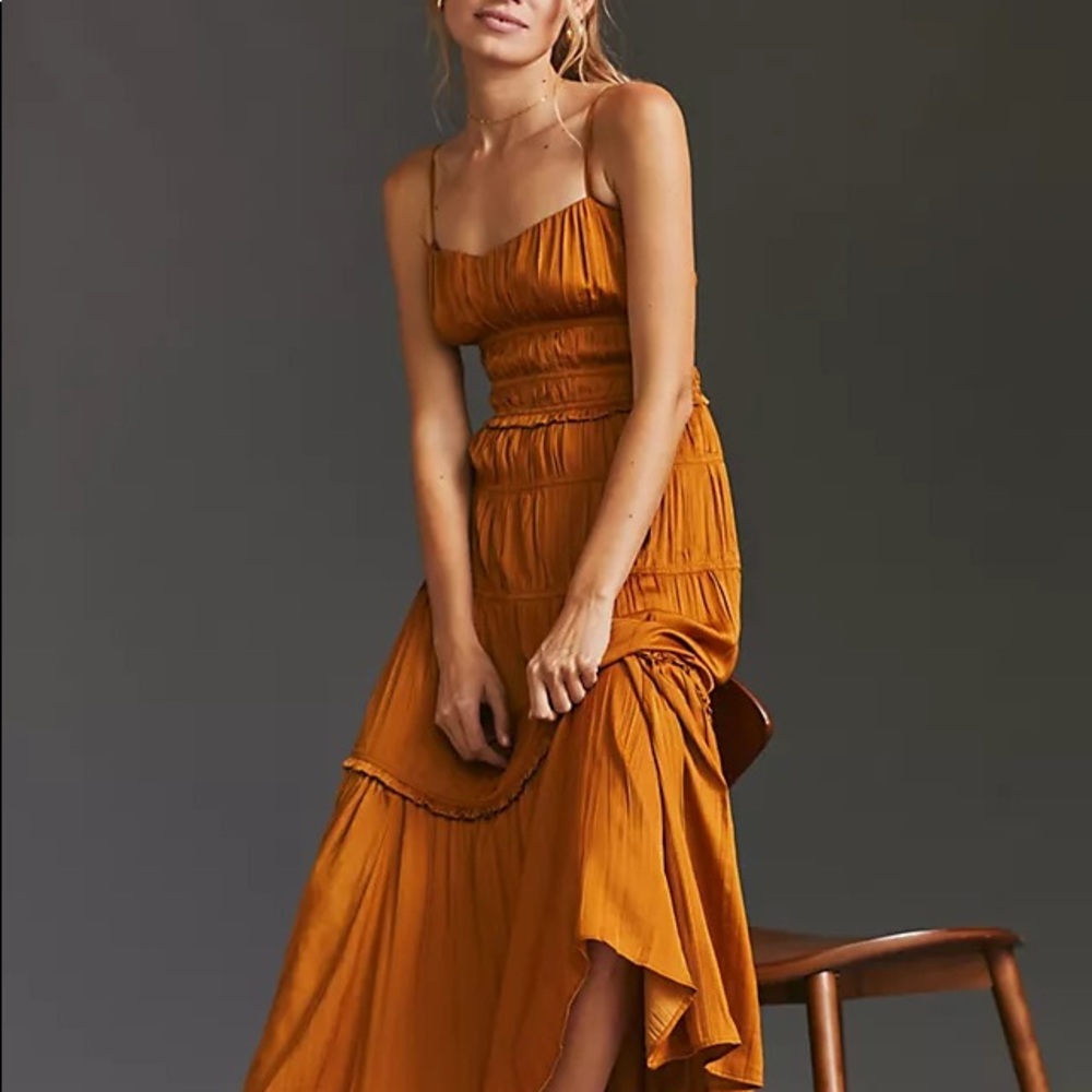 New Anthropologie ruched slip dress